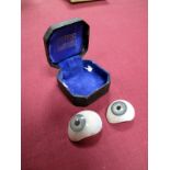 Two XIX Century Prosthetic Glass Eyes, in grey, with realistic veining.