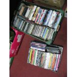 DVD's and CD's- a collection of over eighty- many modern titles:- Two Boxes