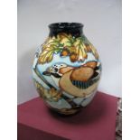A Moorcroft Pottery Vase, decorated with the Jays at Home design by Kerry Goodwin, limited edition