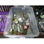 Assorted Wristwatch Movement Components, dials, clock pendulums etc:- One Box