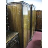 Gold Feather Walnut Two Piece Bedroom Suite, comprising gents and ladies wardrobes.