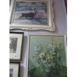 Oil Painting of a Spanish Bull Fighter, unsigned, together with a Veman Ward still life print of