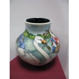 A Moorcroft Pottery Vase, decorated with the 'Trial' Oars Up (Swans) design by Kerry Goodwin,