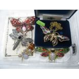 Camrose & Cross and Other Brooches, including butterflies and bees. (6)