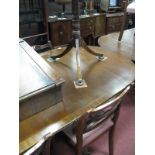 A Mid XX Century Mahogany Dining Suite, comprising serpentine sideboard, twin pedestal D-end