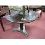 A Circular Topped Mahogany Breakfast Table, over turned pedestal, on incurved tripod base.