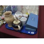 Wedgwood Blue Fin Dishes, Price Bros teapot, Woods 1930's jug, etc:- One Tray