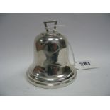 A Hallmarked Silver Bell, (marks rubbed), with angular loop handle.