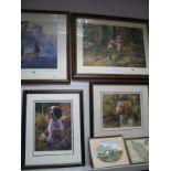 Robert K Abbott Limited Edition Colour Prints "Stone Wall Britanny", 43 x 64cms, and spaniel head