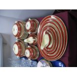 Booths China "Morocco Border" Dinner Service, meat plates, tureens, dinner plates, etc:- 58 pieces