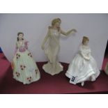 Royal Doulton Figurines 'Caroline' HN5412 and 'Heather' HN2956; together with a Wedgwood figurine '