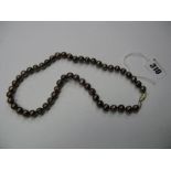 A Honora "Chocolate" Pearl Bead Necklace, to textured clasp, stamped "14K".