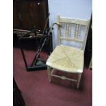 XIX Century Rush Seated Chair, together with a 1920's stick stand.