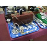 Silver Hallmarked Pocket Watch, Ronson lighters, two branch candelabra, etc, a Bolex Zoom Reflex