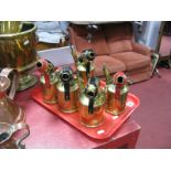 Five One Pint Brass Parafin Blow Lamps, varying makers including Bladon, Monitor, Burmos, etc:-