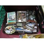 Coins, badges, medallions, books, bar measures, pens, Winton dish, etc:- One Tray