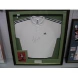 Signed Tim Henman Adidas White Tennis Shirt, boldly signed in black marker pen to front, together