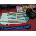 Fishing, four sectional, split cane and other rods, Daiwa reels, multiblade knife, floats, lead