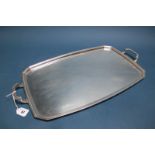 A Hallmarked Silver Twin Handled Tray, Frank Cobb, Sheffield 1947, of plain shaped rectangular form,