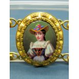 A XIX Century Enamel Panel Bracelet, composed of five oval panels, each hand painted oval