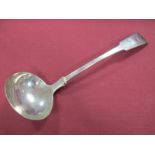 A Provincial Hallmarked Silver Fiddle Pattern Ladle, possibly Thomas Watson, Newcastle 1792, crested