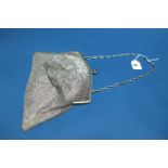 A Mesh Link Lady's Evening Bag, of two colour zig-zag design, with cabochon inset clasp and with