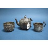 A Hallmarked Silver Three Piece Bachelors Tea Set, James Wakely & Frank Clarke Wheeler, allover