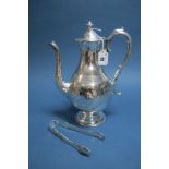 A Plated Coffee Pot, of baluster form, with engraved decoration, raised on circular spreading