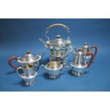 A Matched Hallmarked Silver Six Piece Tea Set, Nayler Bros, London 1929, 1932, 1935, 1937,