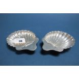 A Pair of Hallmarked Silver Shell Dishes, George Jackson & David Fullerton, London 1904, raised on