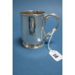 A Victorian Hallmarked Silver Mug, John Hunt & Robert Roskell, London 1881, of plain form with