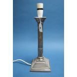 A Hallmarked Silver Candlestick, LD Ld, Birmingham 1967, (converted to a lamp) of Corinthian