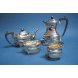 A Hallmarked Silver Four Piece Tea Set, WFM, Birmingham 1935, each with angular loop handles,