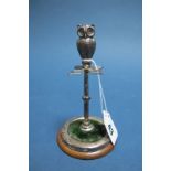 A Hallmarked Silver Mounted Hat Pin Stand, (makers mark rubbed) Birmingham 1907, with central owl,