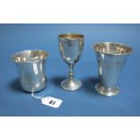 A Small Hallmarked Silver Goblet, Walker & Hall, Sheffield (date letter rubbed), of plain design;