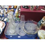 Late XIX Century Comport, pair of pressed glass decanters, pressed glass dish:- One Tray