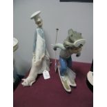 Two Lladro Figures, including "Sport-Billy" 1978 and "Butchers Boy with Pig", base impressed B-15E.