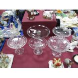 Six Late XIX Century to Early XX Century Pressed Glass Comports, on pedestals, circular bases.