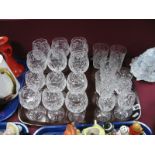 A Suite of Cut Glass Stem Ware, including large and small wine glasses, tumblers and sherry