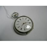 A Continental Cased Openface Pocketwatch, the white dial with black Roman numerals and seconds