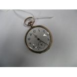 A Continental Cased Openface Pocketwatch, the white dial with black Arabic numerals and seconds