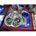 Hamilton & Inches of Edinburgh Three Sectional Plated Hot Plate Hors D'oeuvres, plated sugar bowl