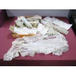 A Small Quantity of Mainly Early XX Century Lace Trim, embroidered tulle etc.