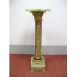 An Early XX Century Onyx and Ormolu Corinthian Pillar Pedestal, with detachable revolving square