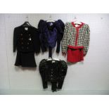 Four c.1980's Vintage Emanuel Outfits, including a black two-piece cocktail suit; a purple and black