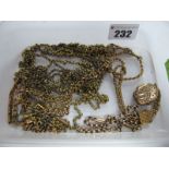 A Collection of Assorted Chains, watch bracelet, locket pendant etc.