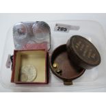 A 9ct Gold Dress Stud, two coins, coin holder, etc.