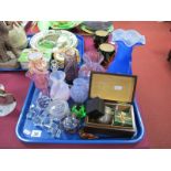 Caithness and Other Glass Vases, stoppers, costume jewellery, etc:- One Tray