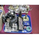 Quantity of Scissors, trophies, Cloisonné box, etc:- One tray