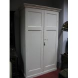 A Victorian Painted Pine Double Wardrobe.